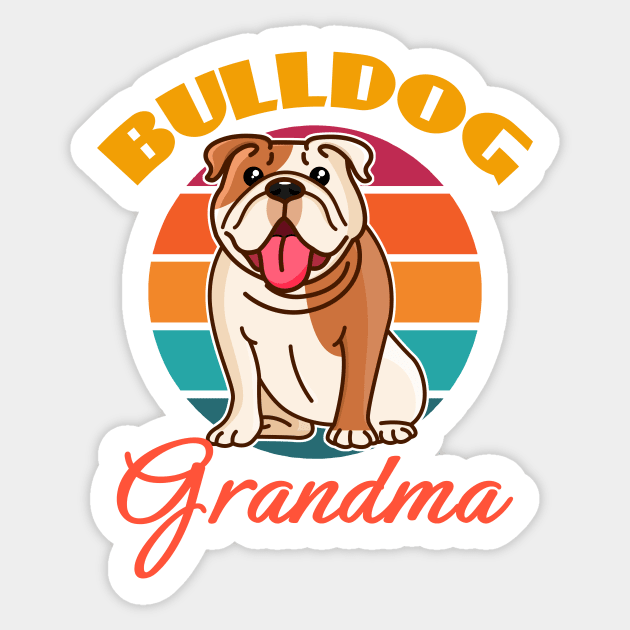 Bulldog Grandma Dog Mothers Day puppy Lover Cute Sunser Retro Funny Sticker by Meteor77